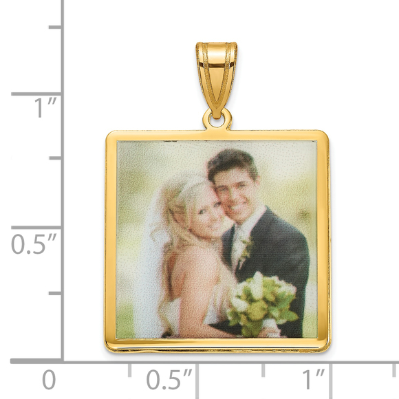 Sterling Silver/Gold-plated Square Picture Jewelry Pendant - Picture 3 of 3